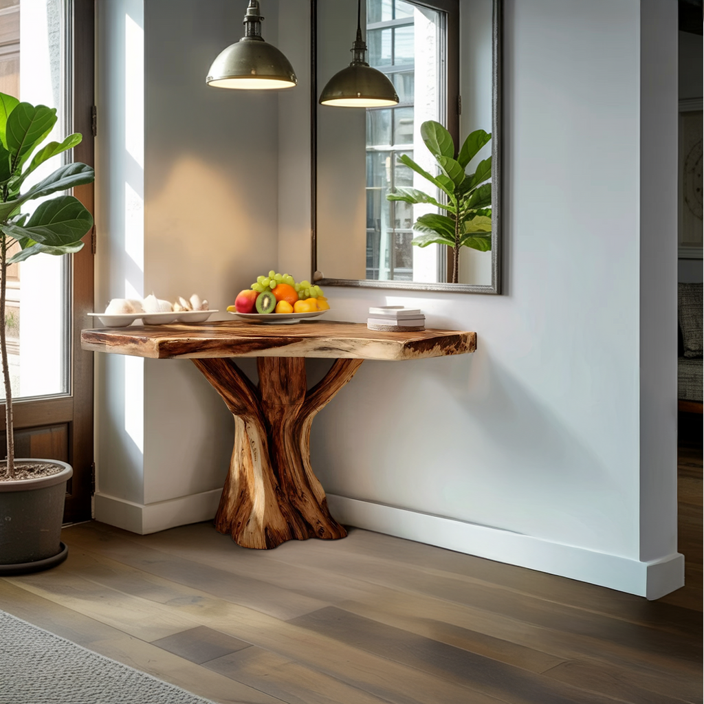 Modern Sculptural Live Edge Console Table For Entryway Furniture