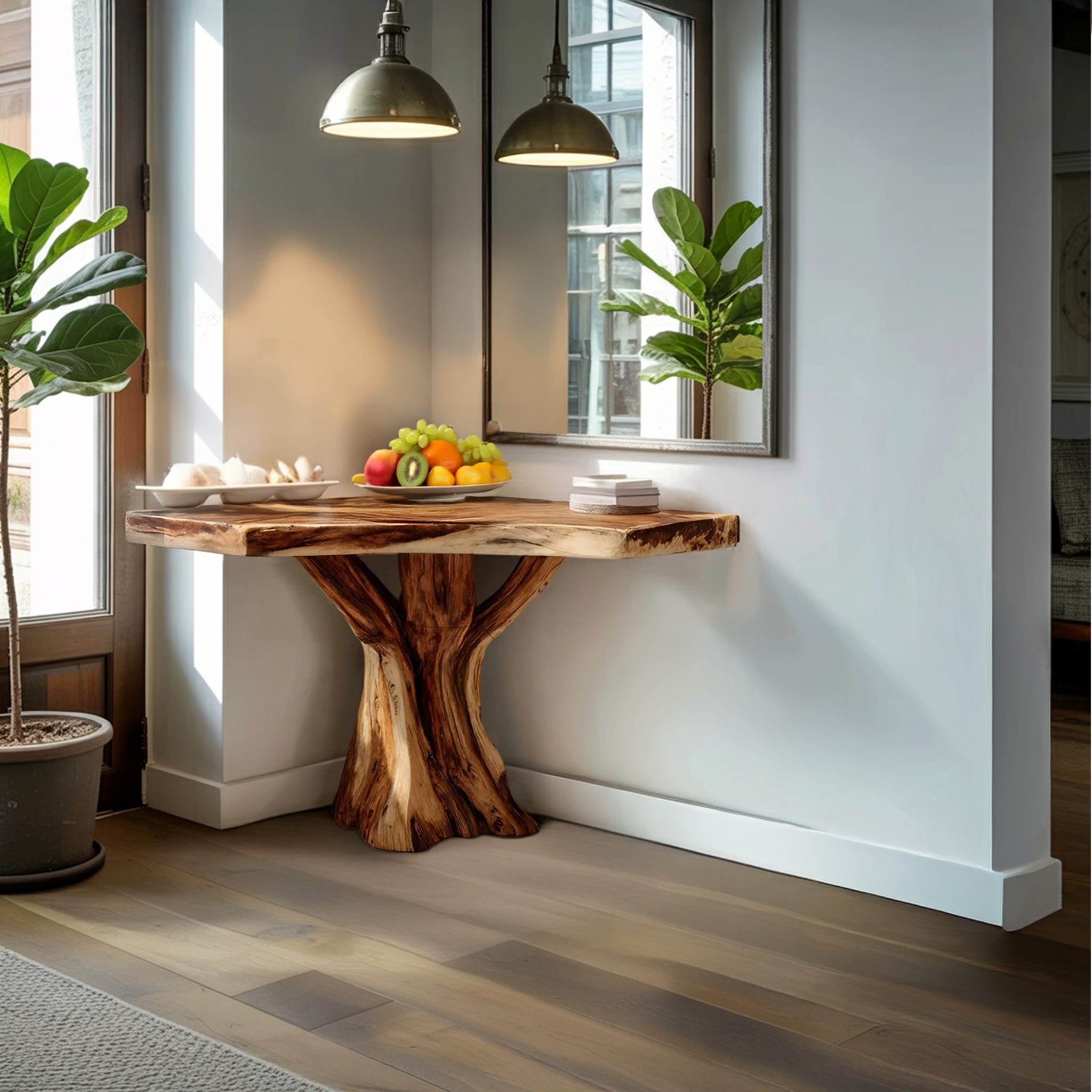 Modern Sculptural Live Edge Console Table For Entryway Furniture