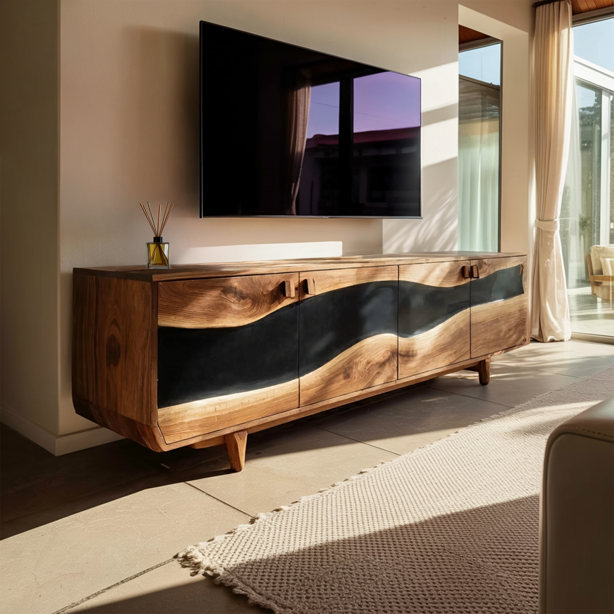 Modern Solid Wood TV Console For Minimalist Living Room