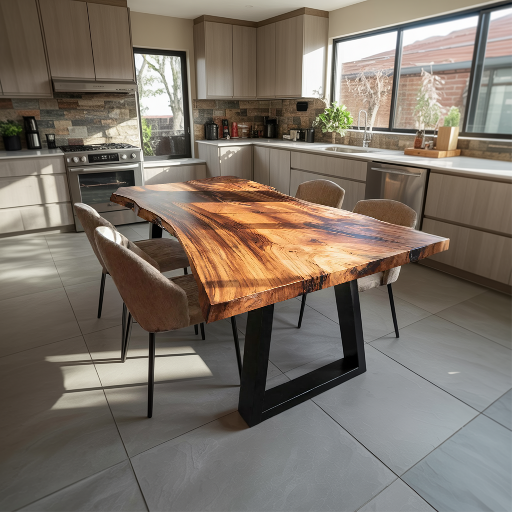 Kitchen Decor Handcrafted Solid Wood Dining Table Natural