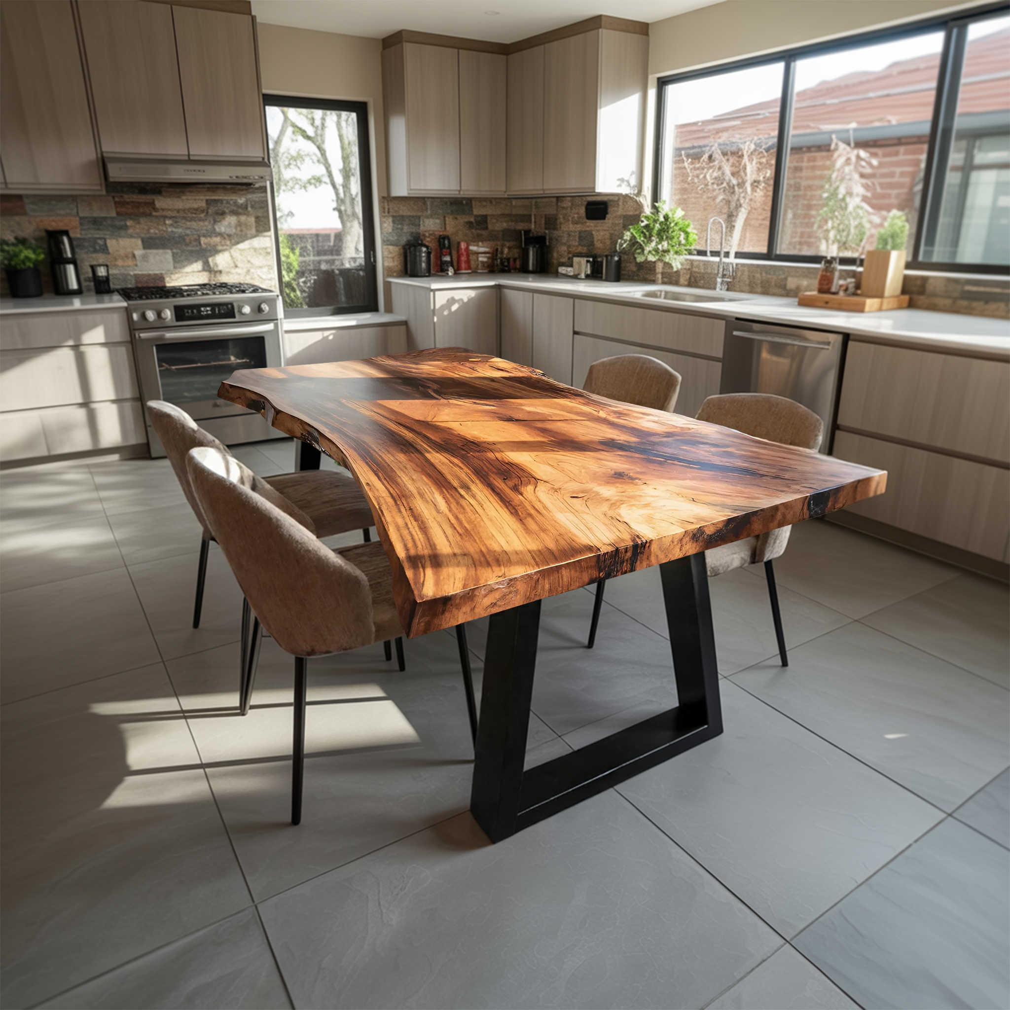 Kitchen Decor Handcrafted Solid Wood Dining Table Natural