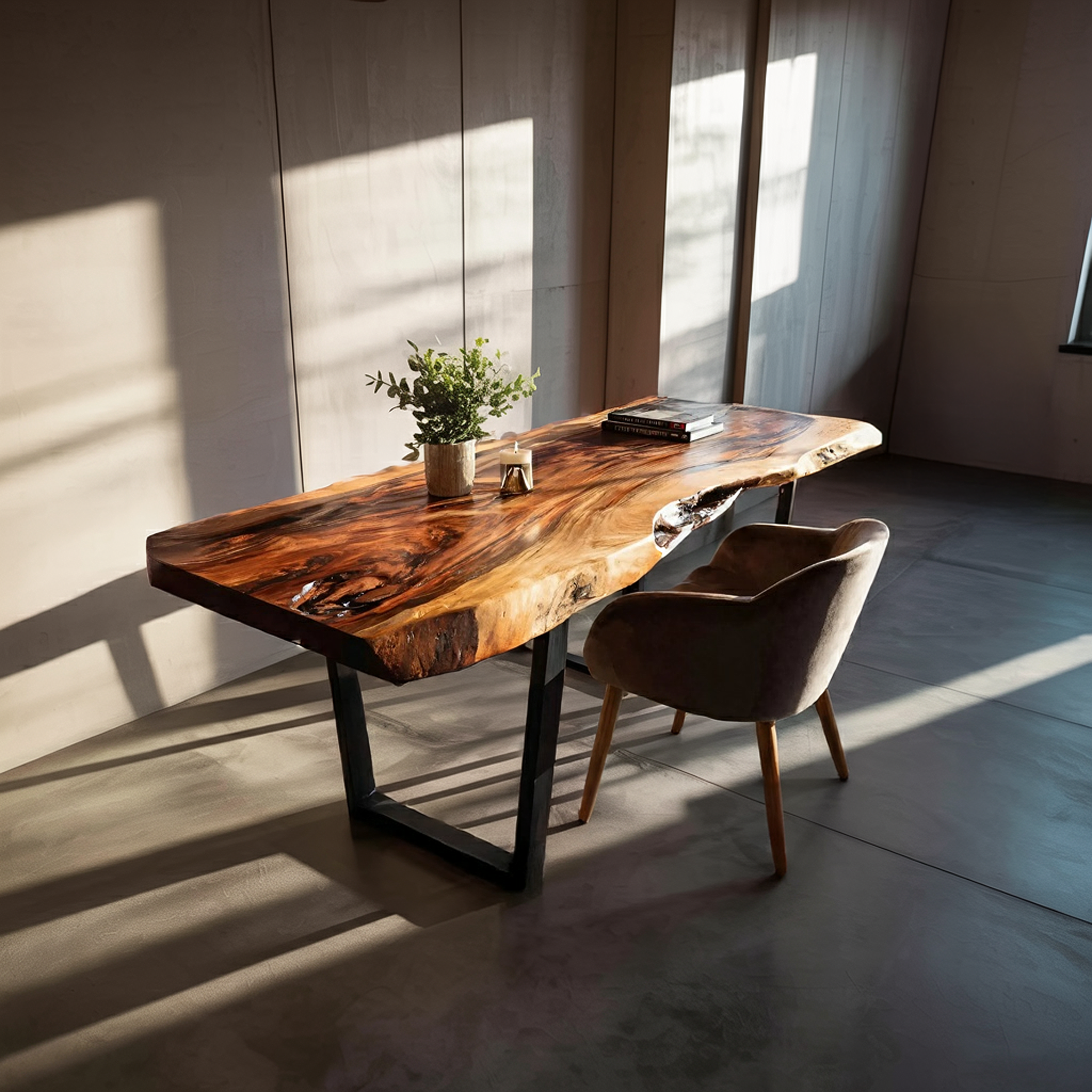 Modern Wooden Live Edge Desk For Small Spaces