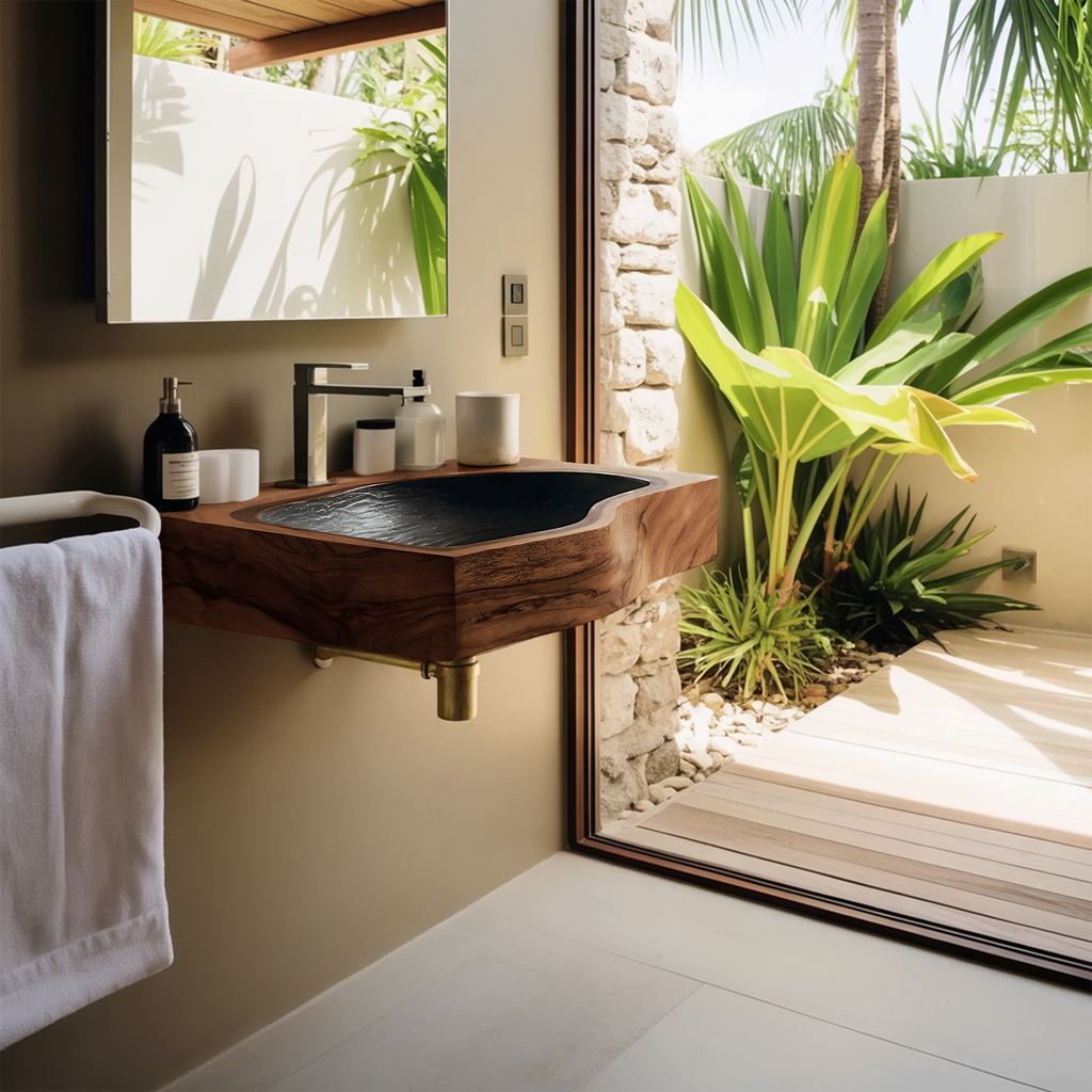 Modern Solid Wood Vanity Sink For Floating Bathroom Furniture Decor