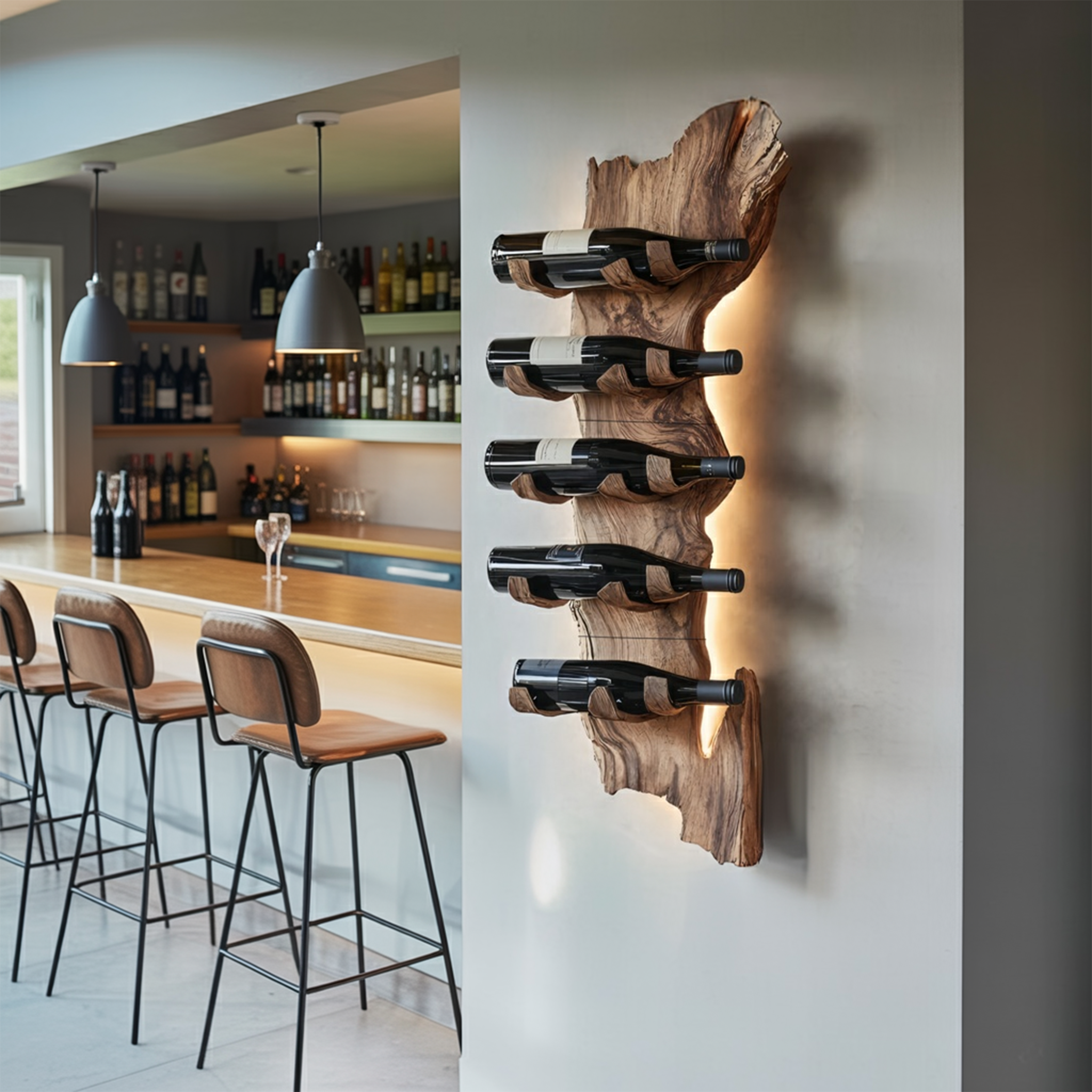 Farmhouse Solid Wood Wine Rack For Rustic Entryway Design