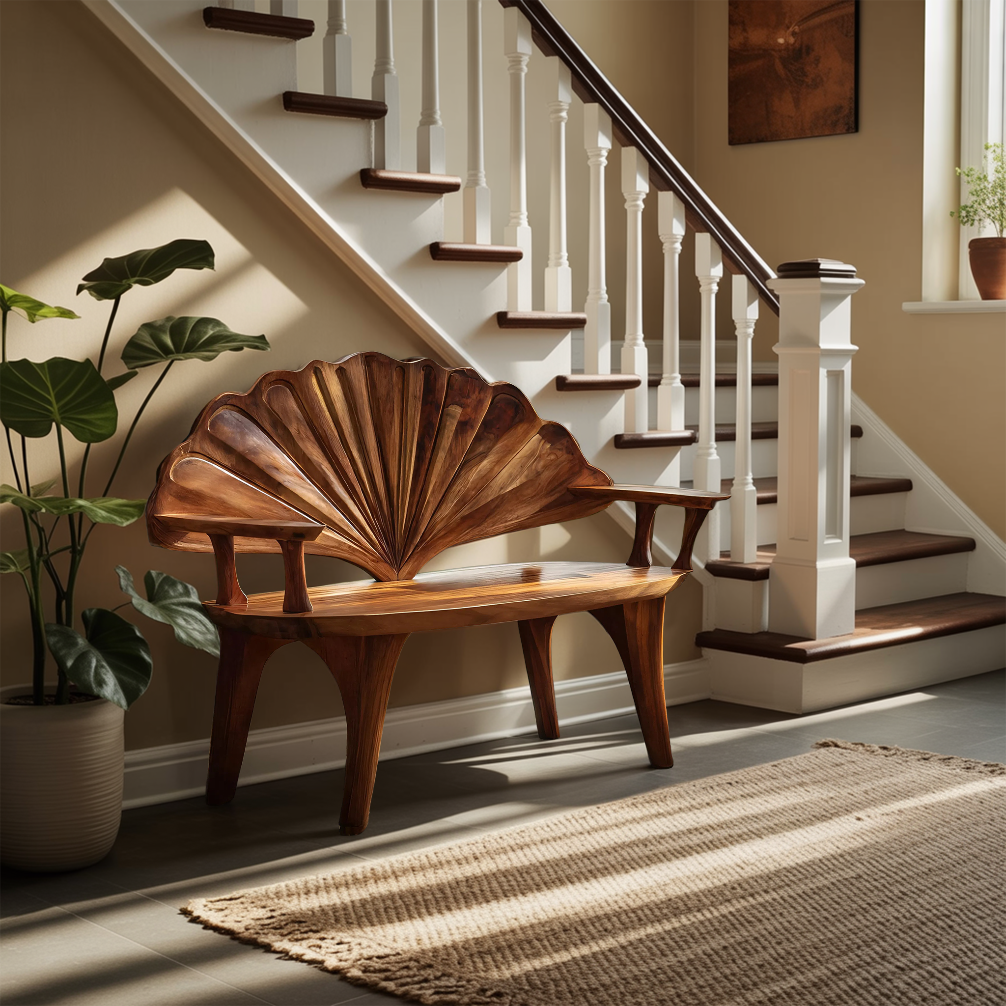 Rustic Solid Wood Bench For Entryway And Hallway Decor