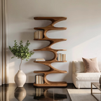 Modern Organic Curved Bookshelf For Living Room