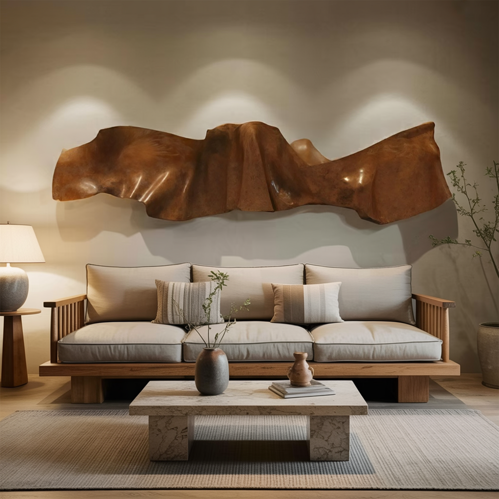 Organic Modern Wall Sculpture Abstract Carved Art Panel For Living Room And Reception