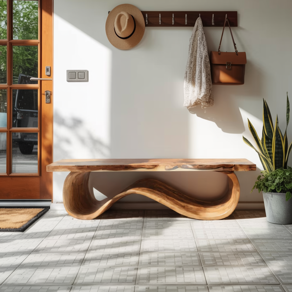 Organic Sculptural Bench For Entryway Decor