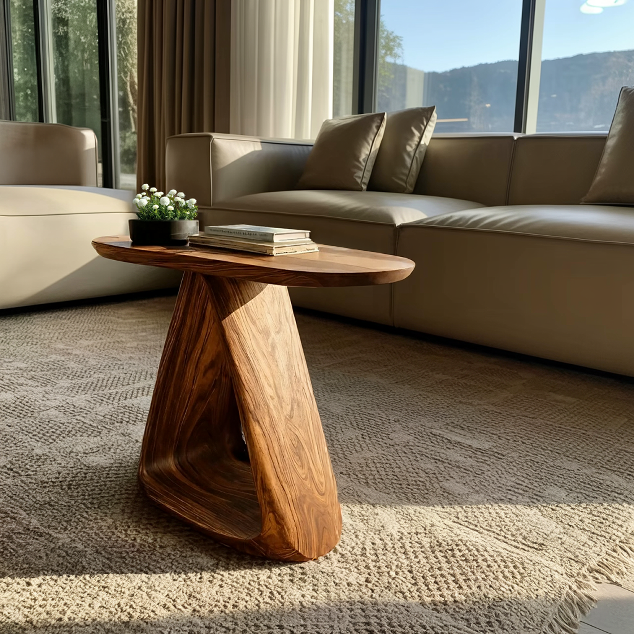 Mid Century Live Edge Side Table For Rustic Home Decor