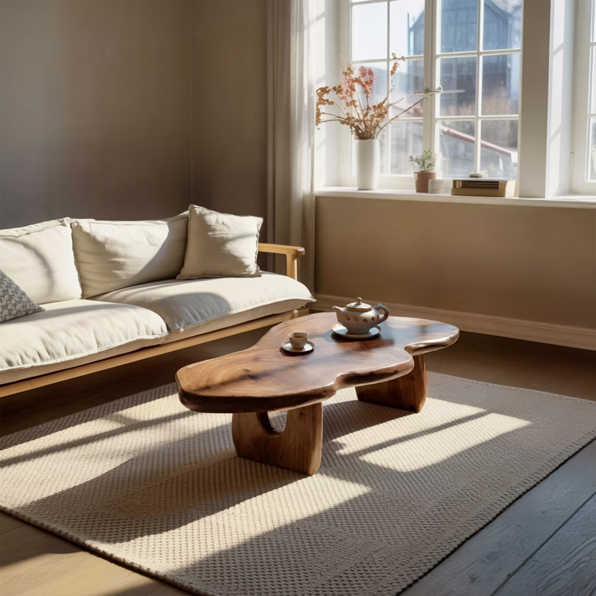 Modern Wooden Live Edge Coffee Table For Furniture Decor