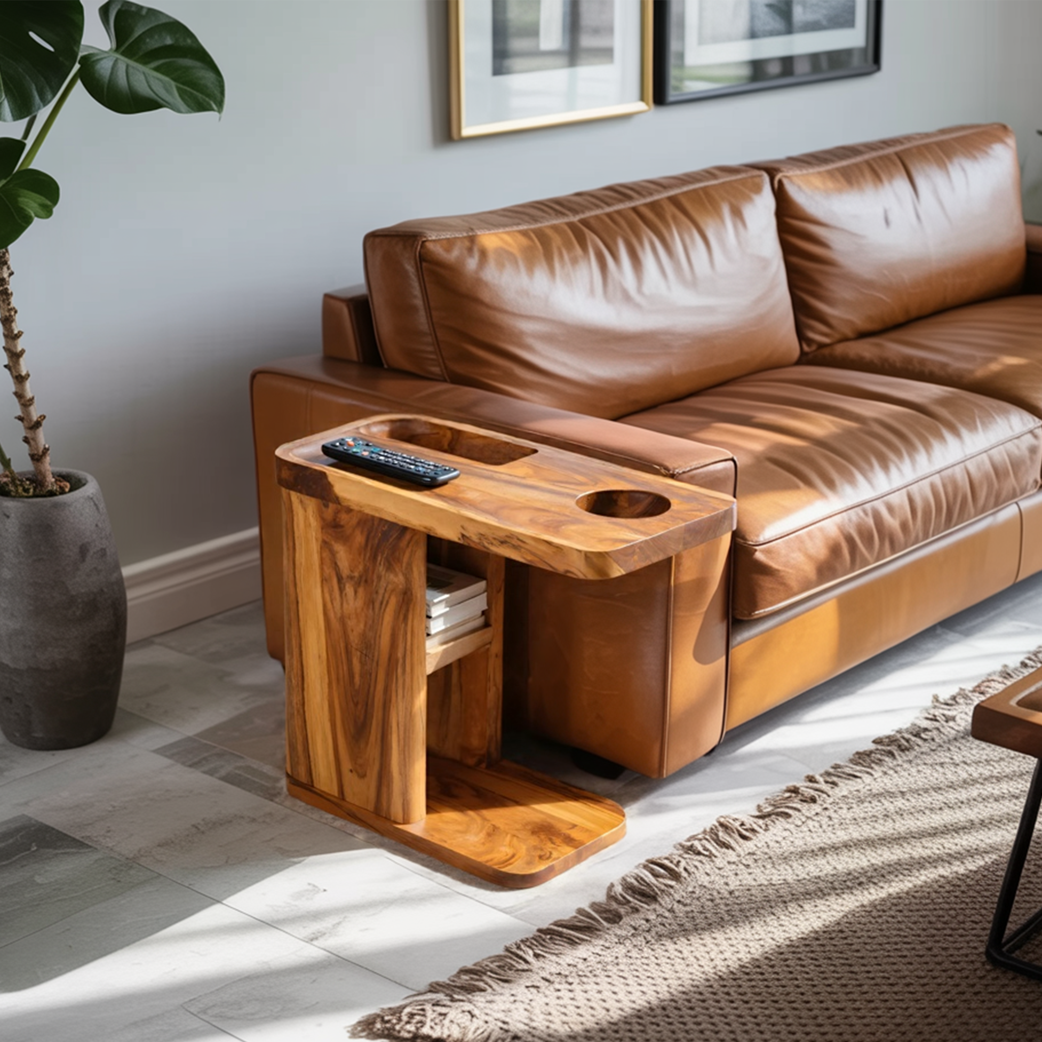 Mid Century Live Edge Side Table For Living Room Decor