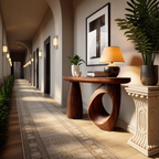 Mid Century Sculptural Live Edge Console Table For Luxury Entryway