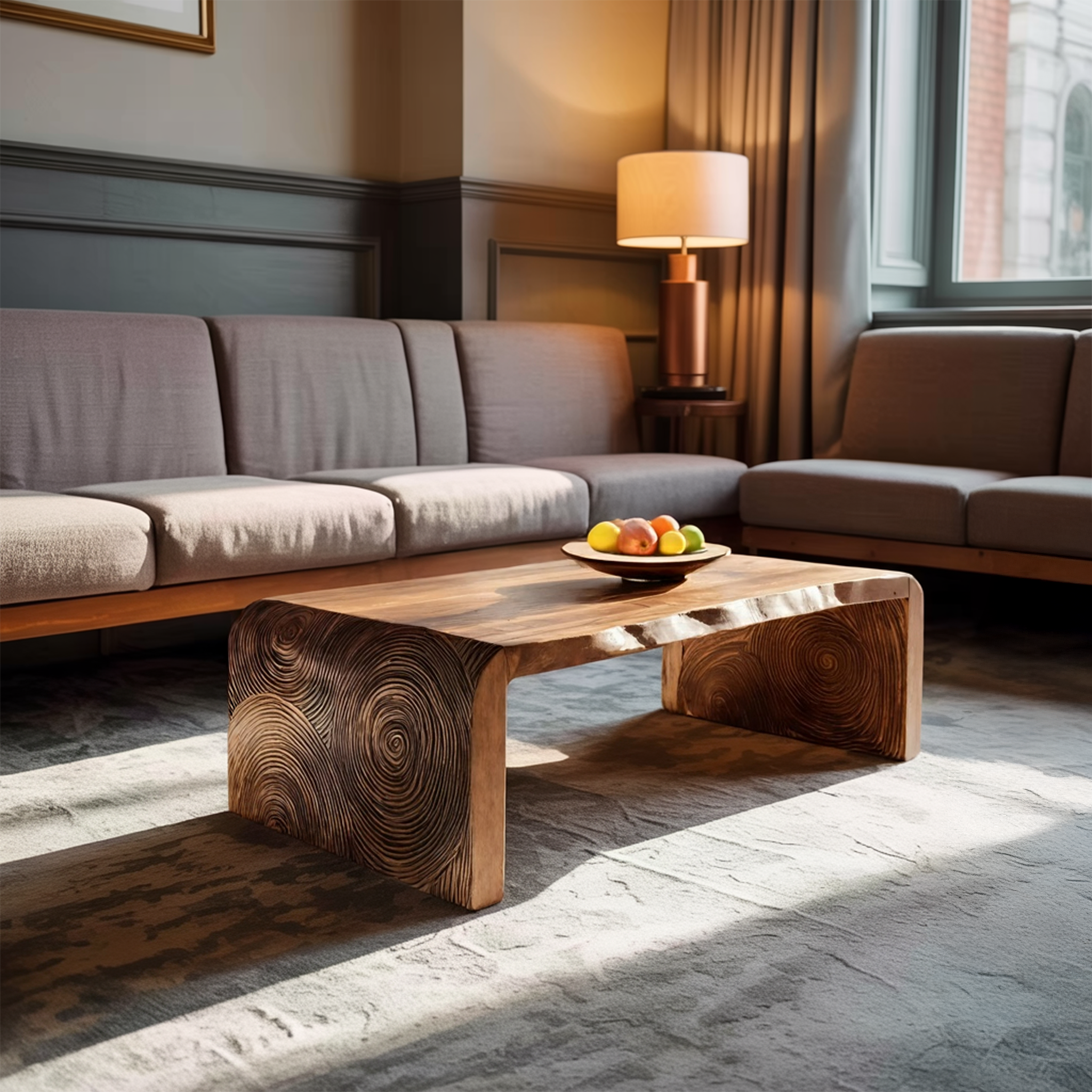 Modern Solid Wood Irregular Coffee Table For Living Room