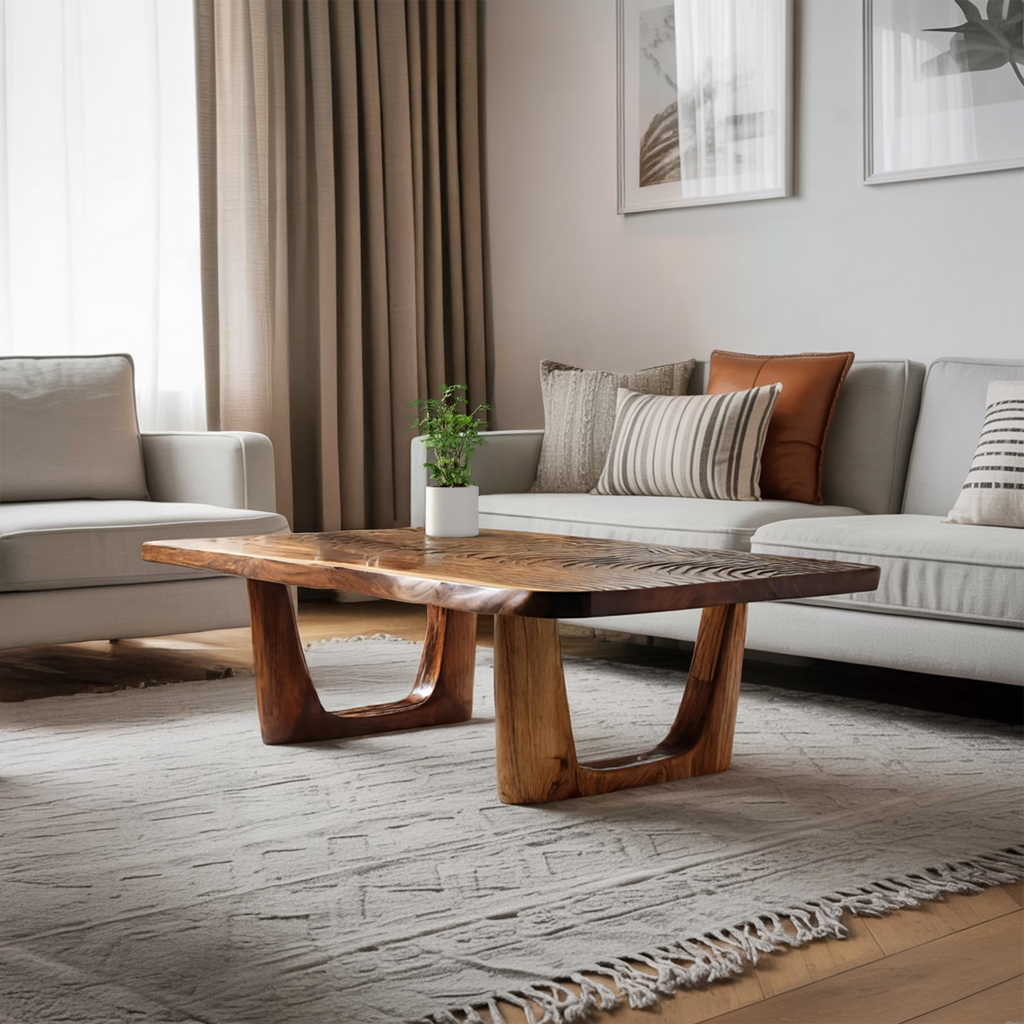 Handcrafted Modern Solid Wood Coffee Table For Living Room