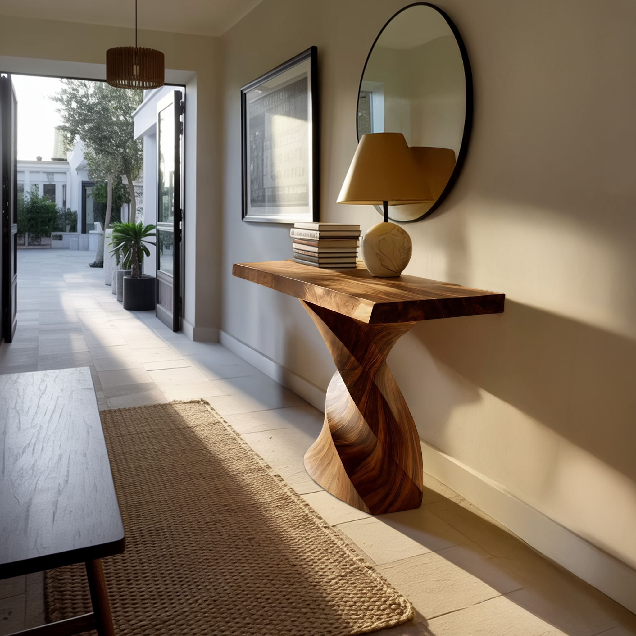 Farmhouse Solid Wood Console Table Organic Sculptural For Home Decor
