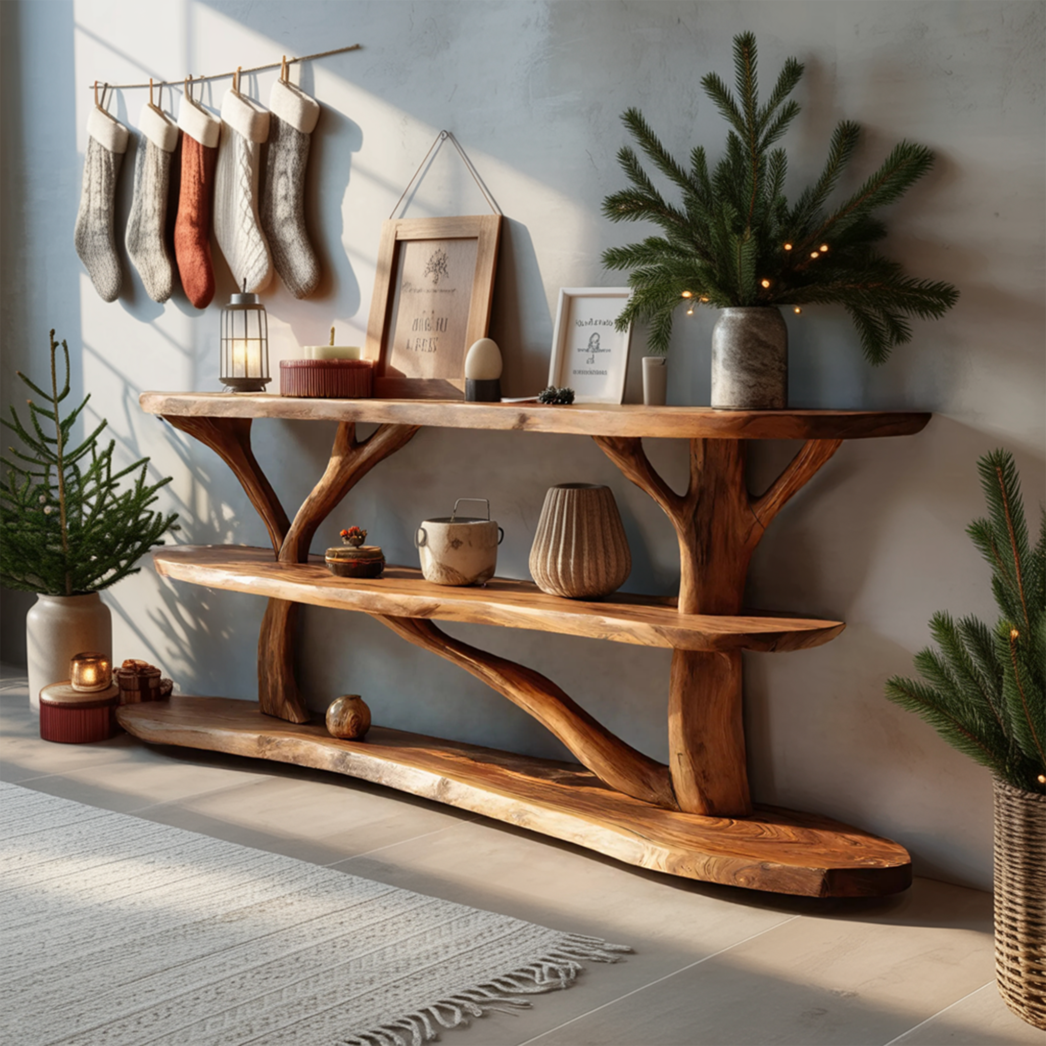 Farmhouse Solid Wood Console Table For Bedroom Decor Christmas Furniture