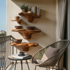 Farmhouse Wooden Live Edge Mushroom Shelf For Rustic Home Decor