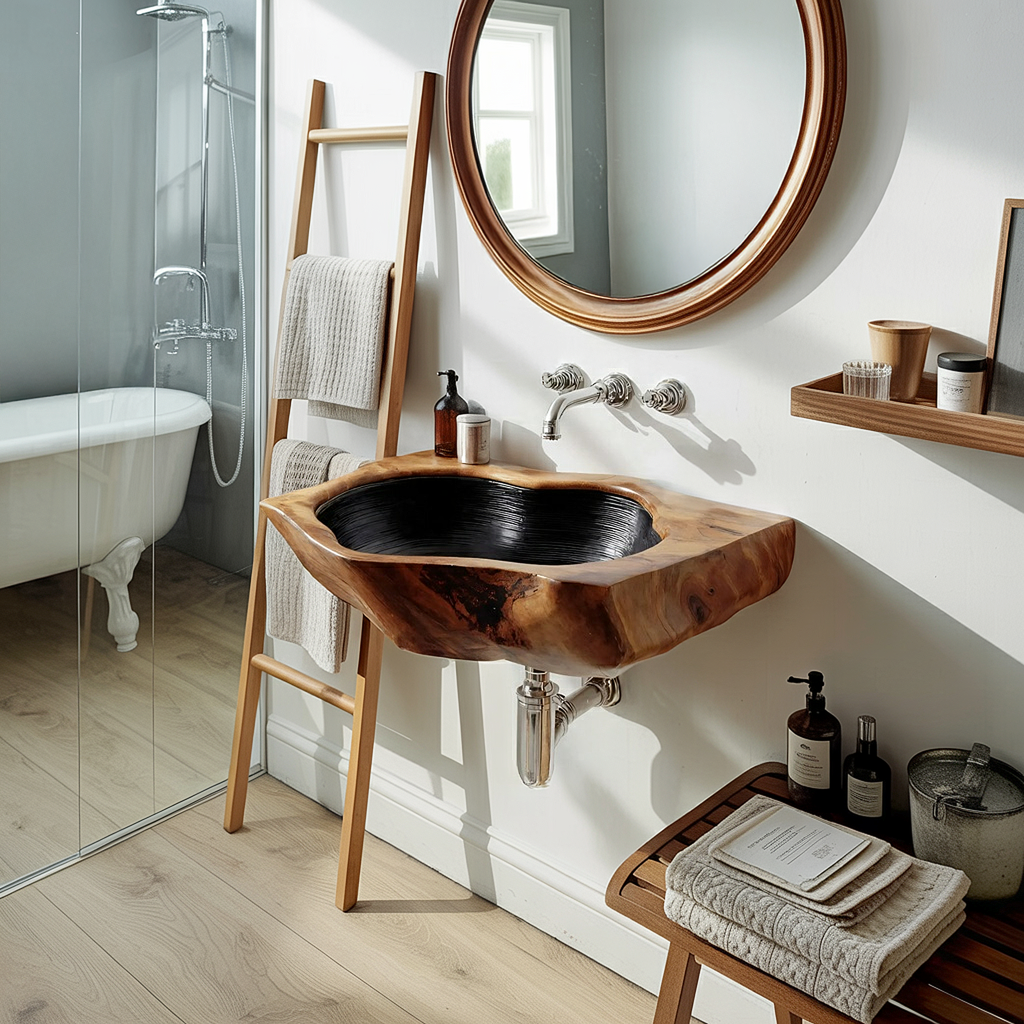 Farmhouse Solid Wood Vanity Sink For Bathroom Interior Decor