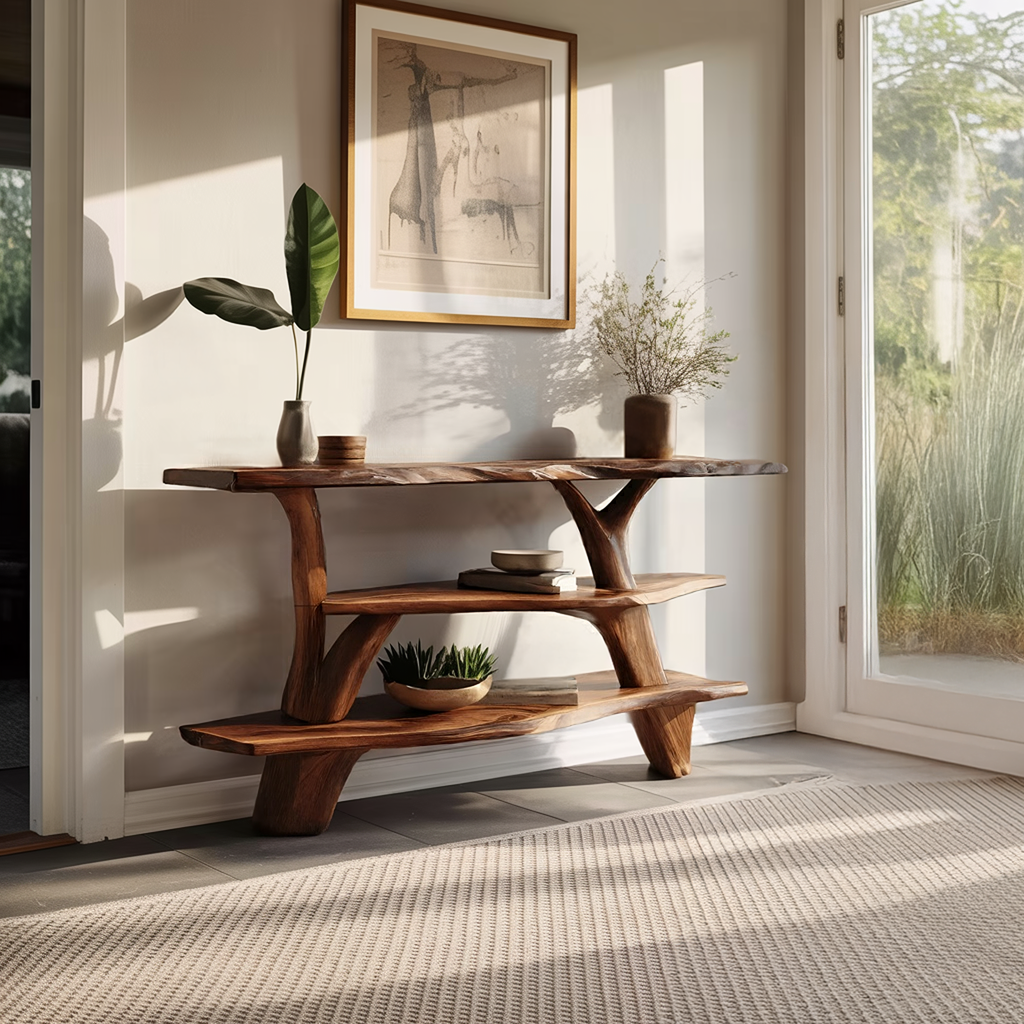 Modern Live Edge Entryway Table For Bedroom Furniture Decoration