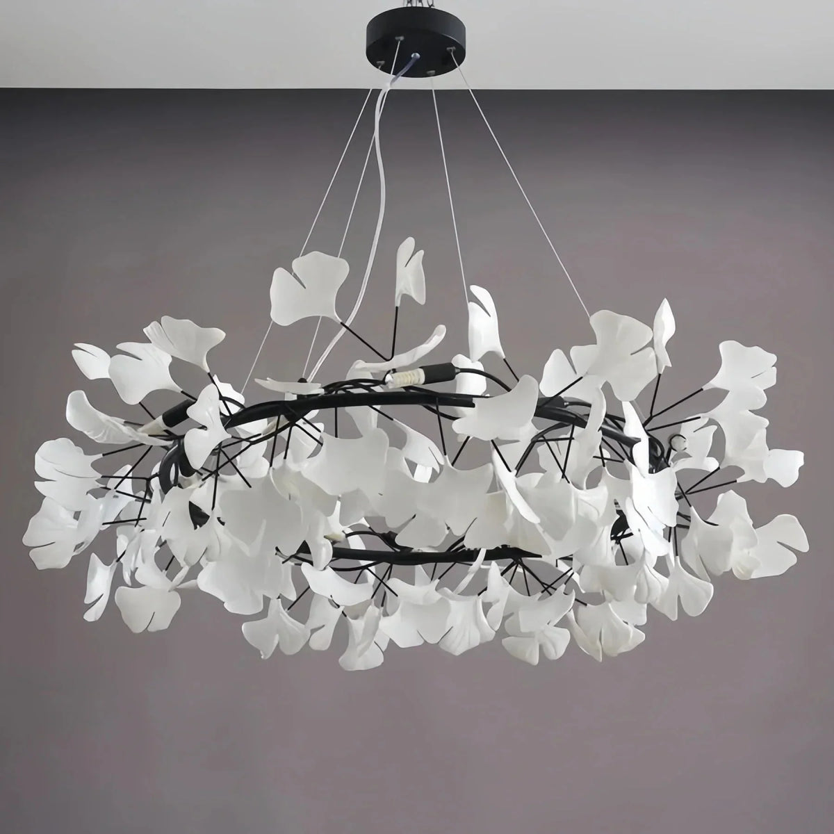 BU Ginkgo Ceramic Circle Chandelier - 24"Goldcasivra