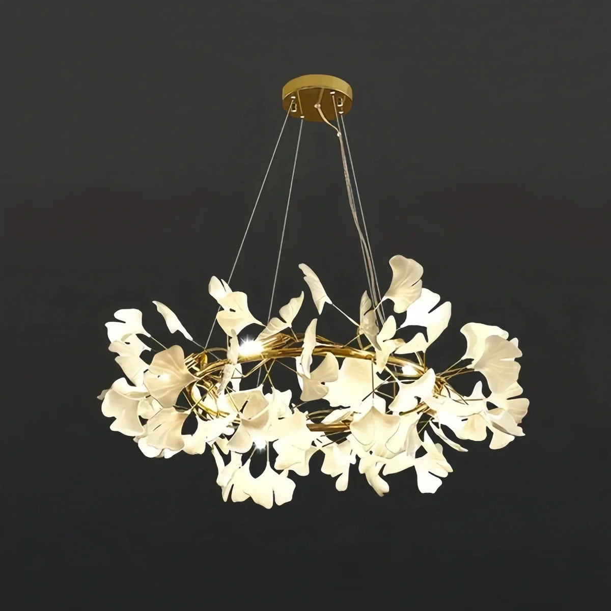 BU Ginkgo Ceramic Circle Chandelier - 24"Goldcasivra