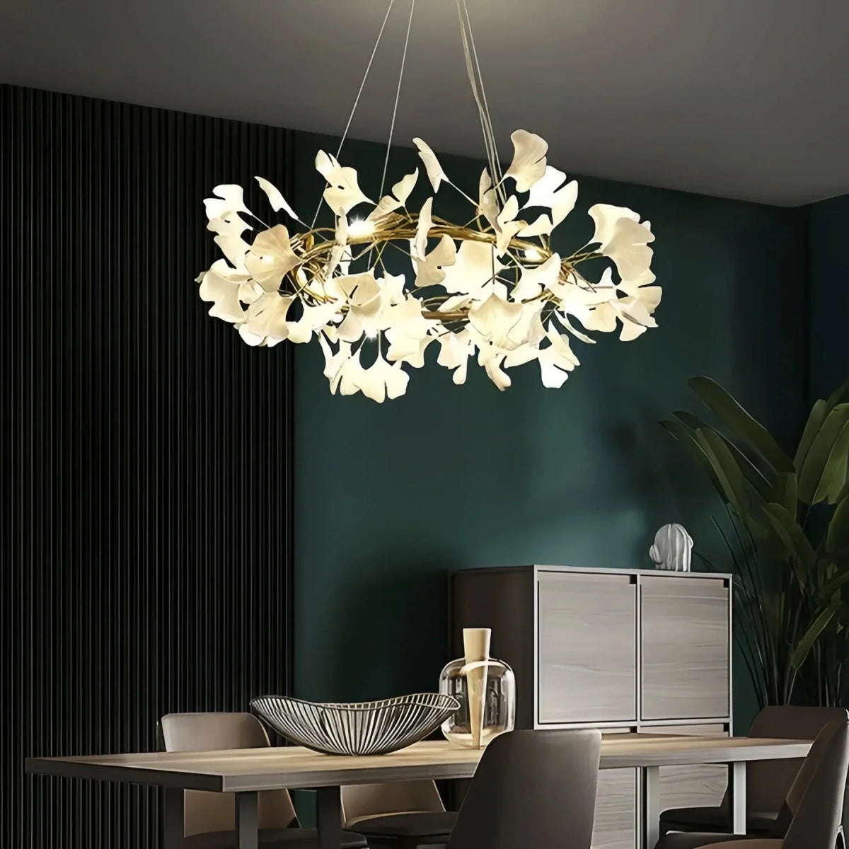 BU Ginkgo Ceramic Circle Chandelier - 24"Goldcasivra