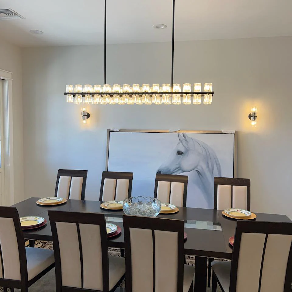Arcachon Gear Crystal Rectangular Chandelier 72"
