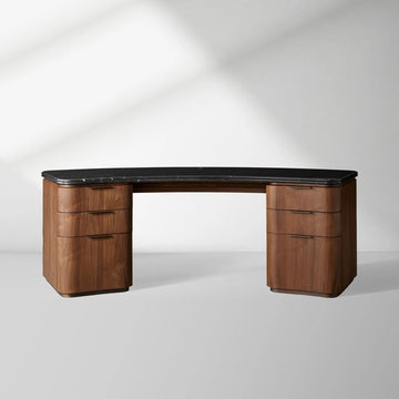 Caden Executive Desk with Stone Top and Integrated Storage
