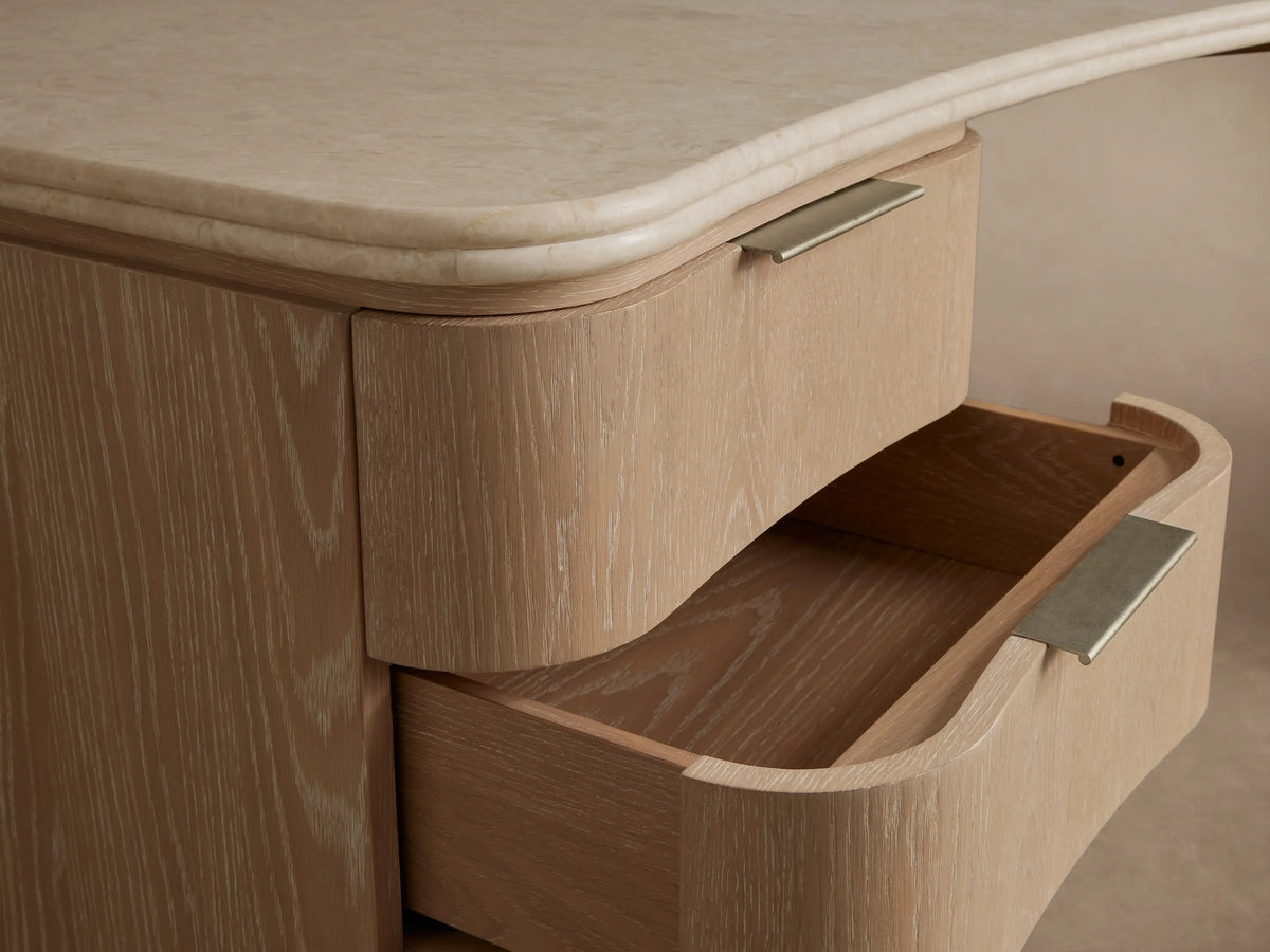 Caden Executive Desk with Stone Top and Integrated Storage