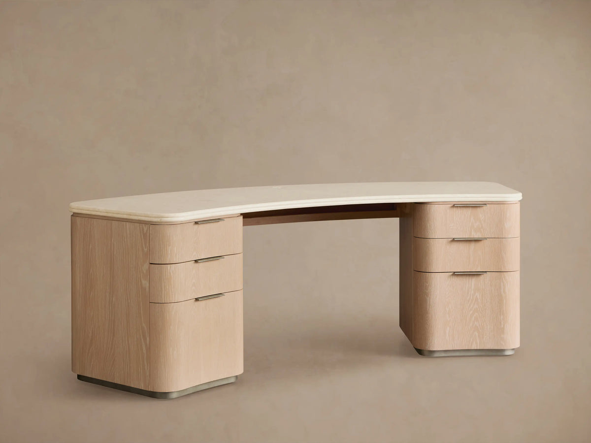 Caden Executive Desk with Stone Top and Integrated Storage