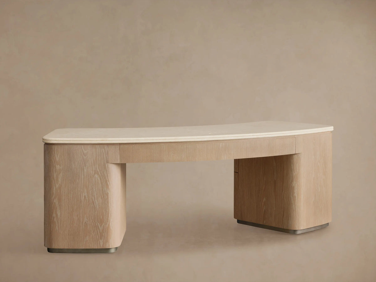 Caden Executive Desk with Stone Top and Integrated Storage