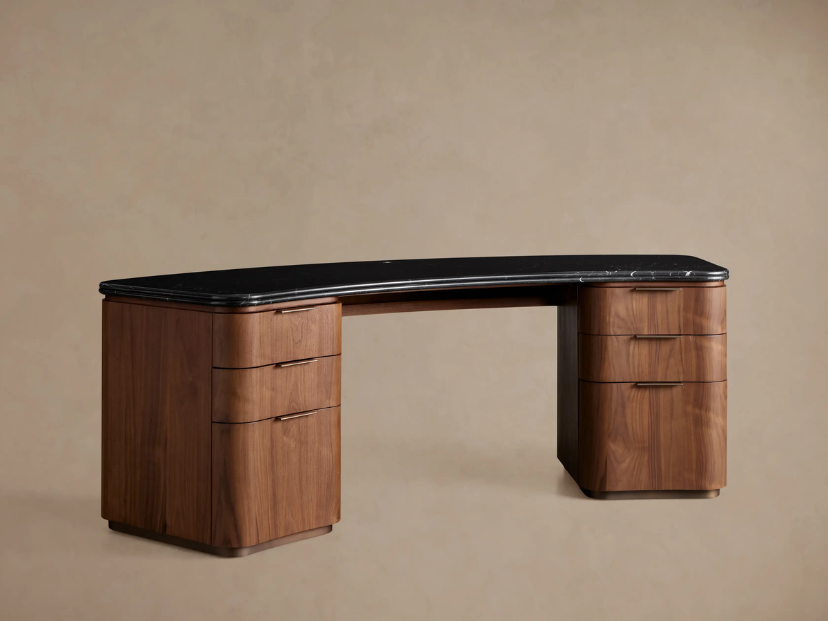 Caden Executive Desk with Stone Top and Integrated Storage