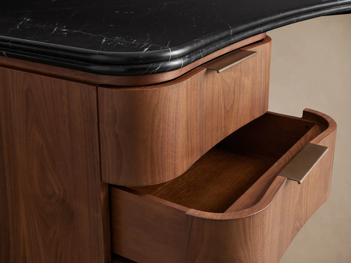 Caden Executive Desk with Stone Top and Integrated Storage