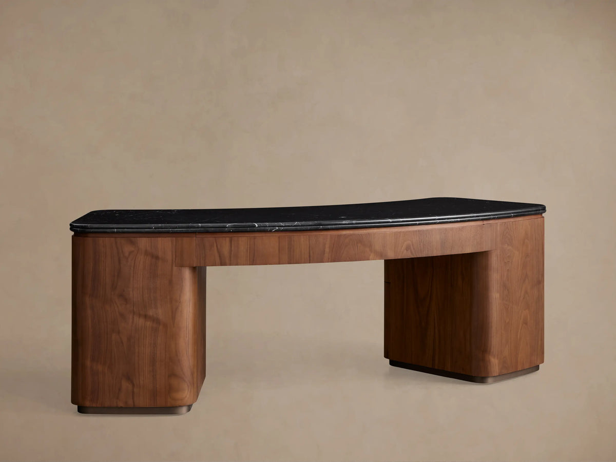 Caden Executive Desk with Stone Top and Integrated Storage
