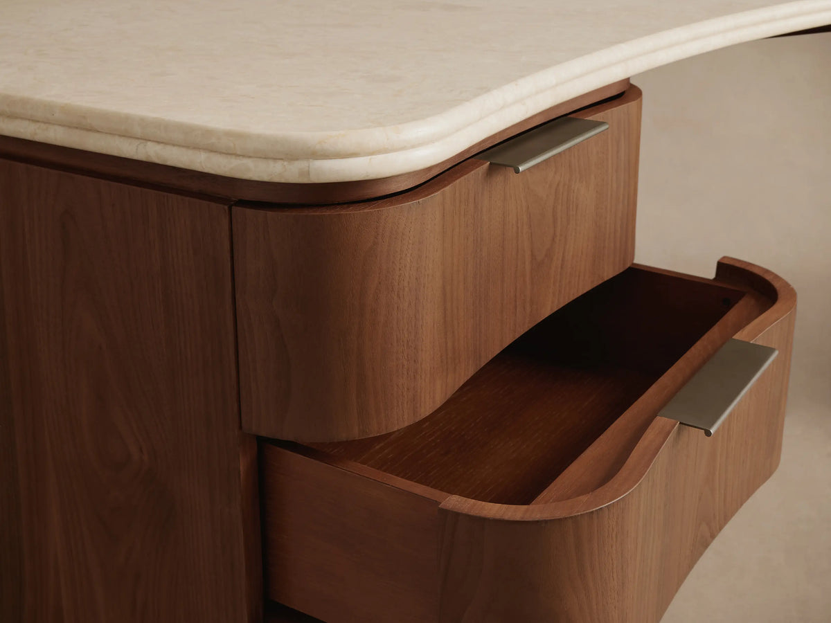 Caden Executive Desk with Stone Top and Integrated Storage