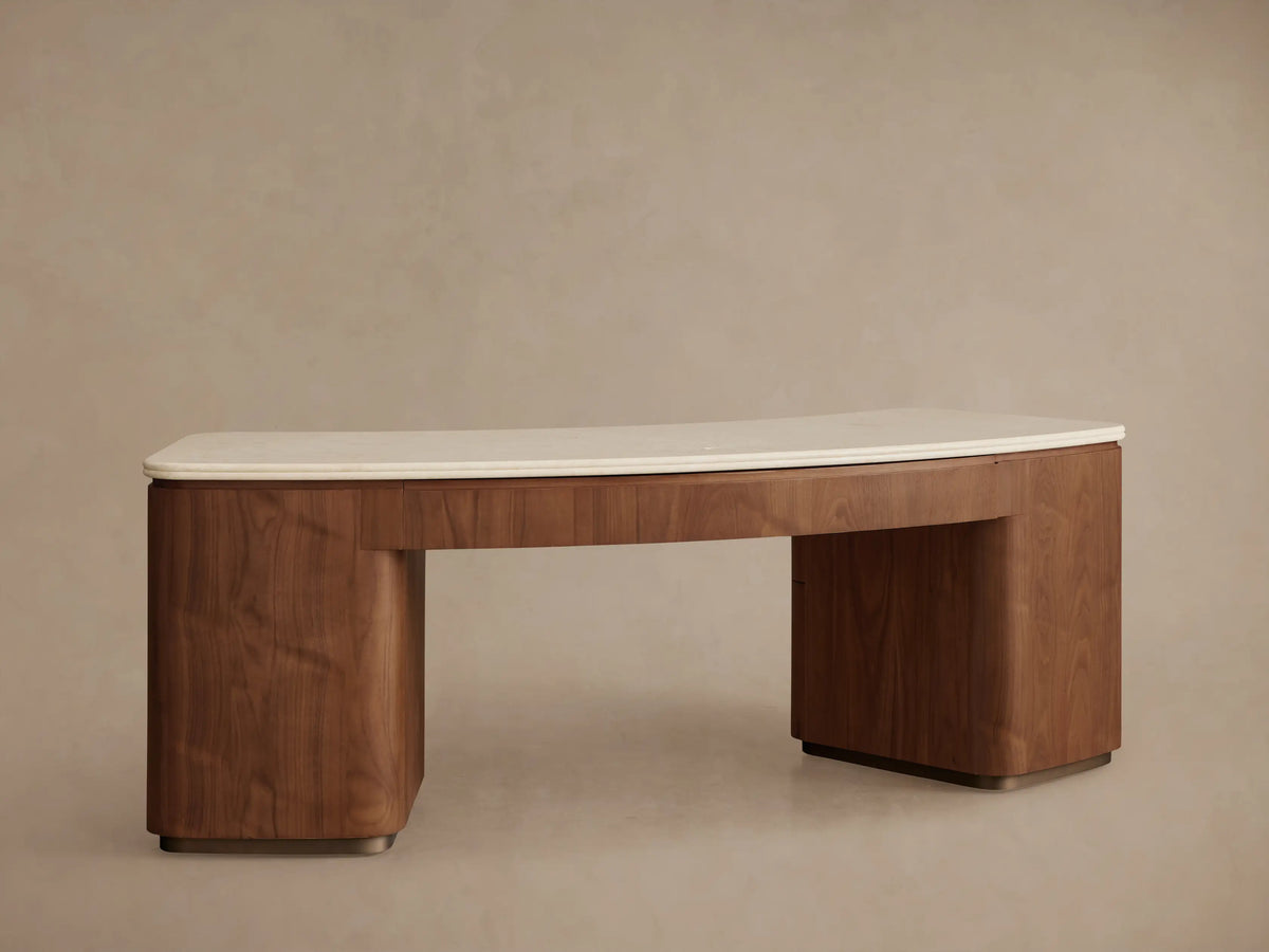Caden Executive Desk with Stone Top and Integrated Storage