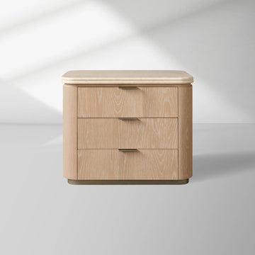 Caden Nightstand in Walnut with Stone Top and Soft-Close Drawer