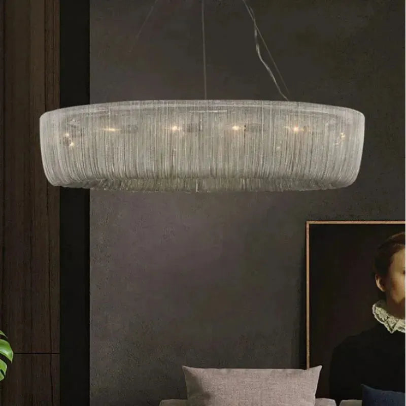 Cadenas Aluminum Chain Tassel Modern Chandelier - 40"casivra