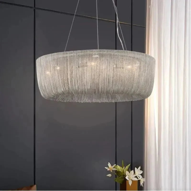 Cadenas Aluminum Chain Tassel Modern Chandelier - 40"casivra