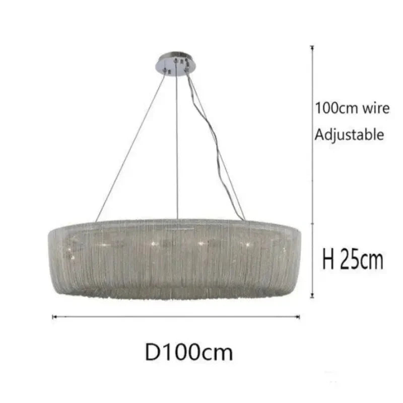 Cadenas Aluminum Chain Tassel Modern Chandelier - 40"casivra