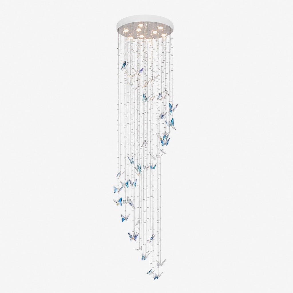Caelira LED K9 Crystal Spiral Chandelier - Dia 15.7″ × H 98.4″BlueWarm Lightcasivra