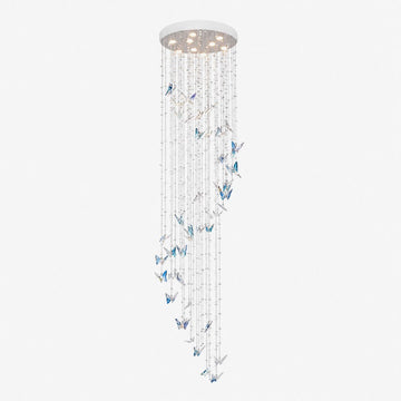 Caelira LED K9 Crystal Spiral Chandelier - Dia 15.7″ × H 98.4″BlueWarm Lightcasivra