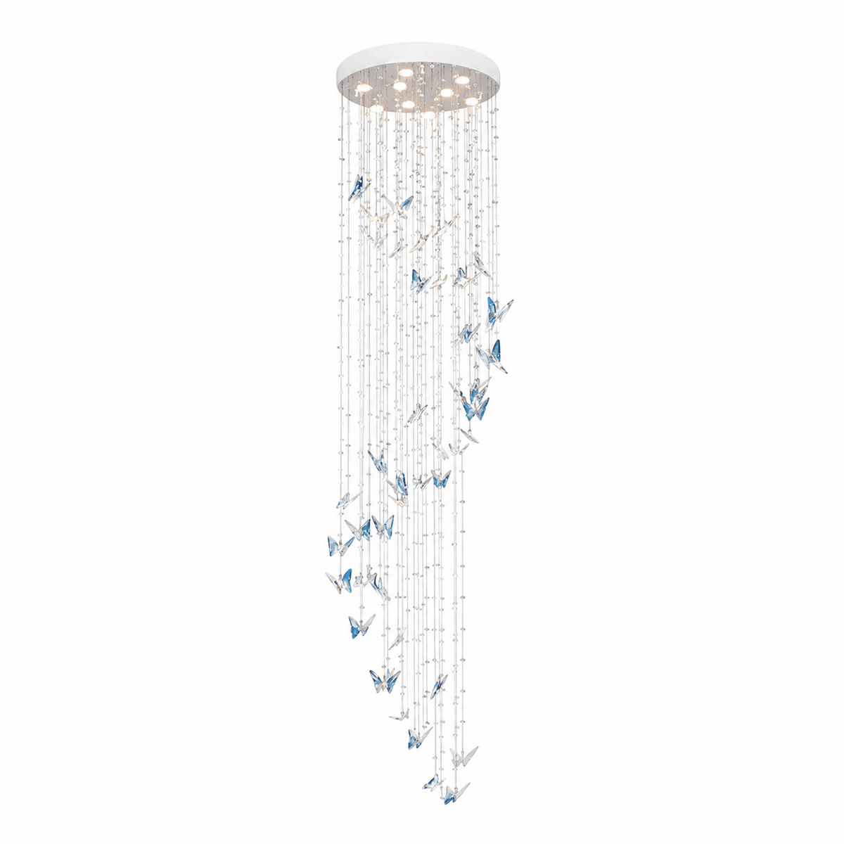 Caelira LED K9 Crystal Spiral Chandelier - Dia 15.7″ × H 98.4″BlueWarm Lightcasivra
