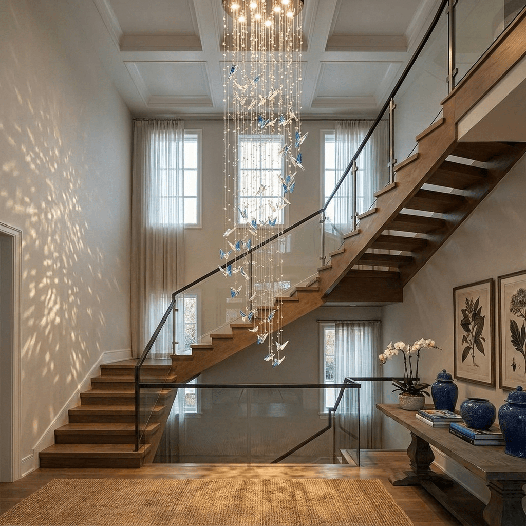 Caelira LED K9 Crystal Spiral Chandelier - Dia 15.7″ × H 98.4″BlueWarm Lightcasivra