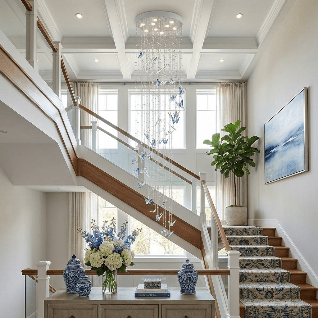 Caelira LED K9 Crystal Spiral Chandelier - Dia 15.7″ × H 98.4″BlueWarm Lightcasivra