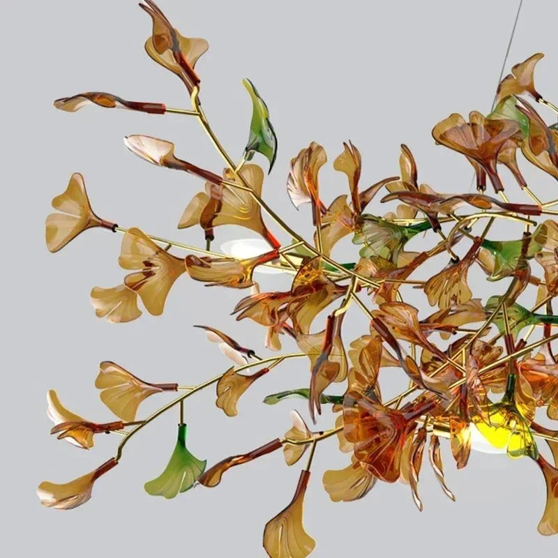 Calla Ginko Leaf Linear Chandelier - GreenL59.06" (150cm)Warm Light 2700Kcasivra