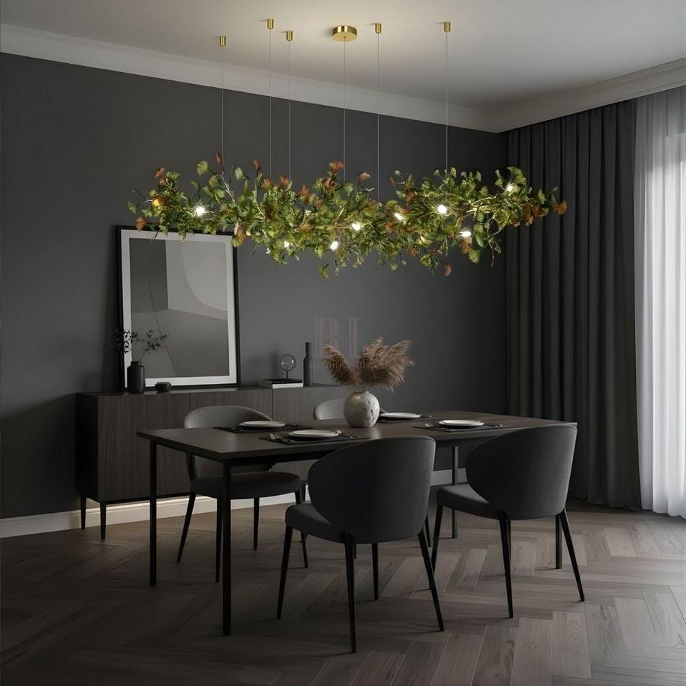Calla Ginko Leaf Linear Chandelier - GreenL59.06" (150cm)Warm Light 2700Kcasivra