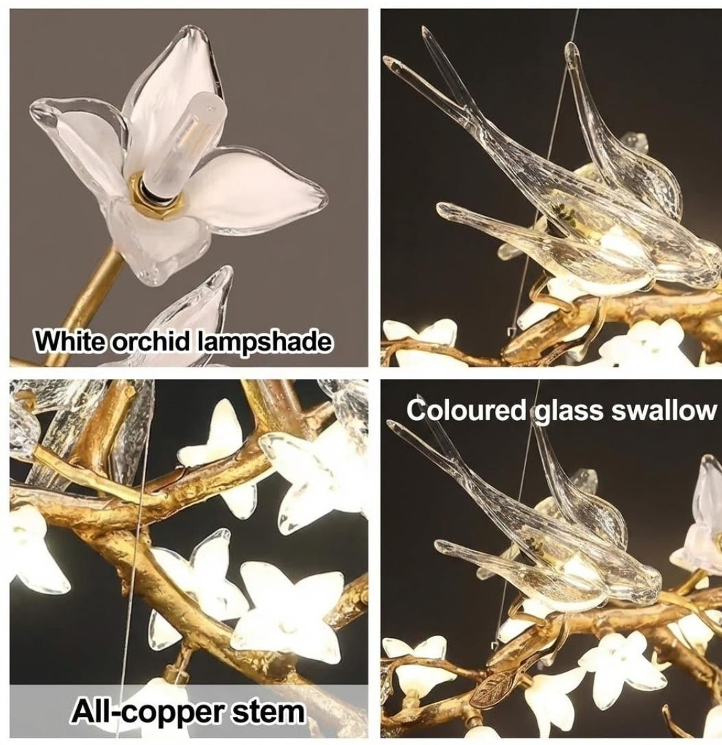 Calyx Bird Branch Chandelier for Dining Room - Copper49.2" (125cm)Warm White 3000Kcasivra