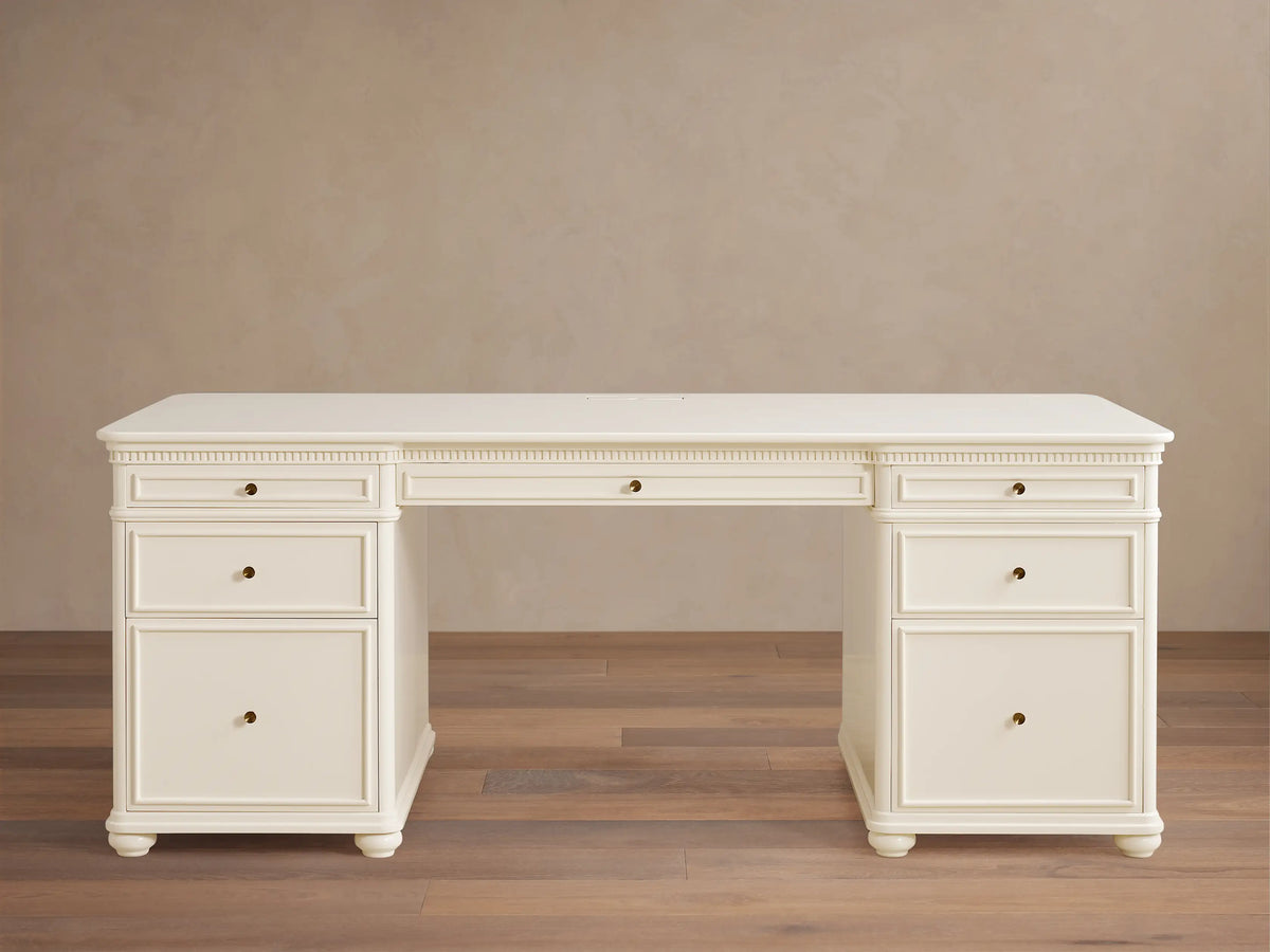Carlisle Executive Desk with Storage Drawers and Shelving in Birch or White Oak