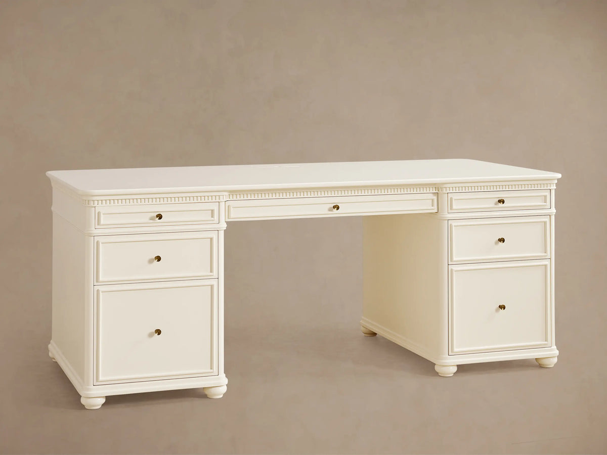 Carlisle Executive Desk with Storage Drawers and Shelving in Birch or White Oak